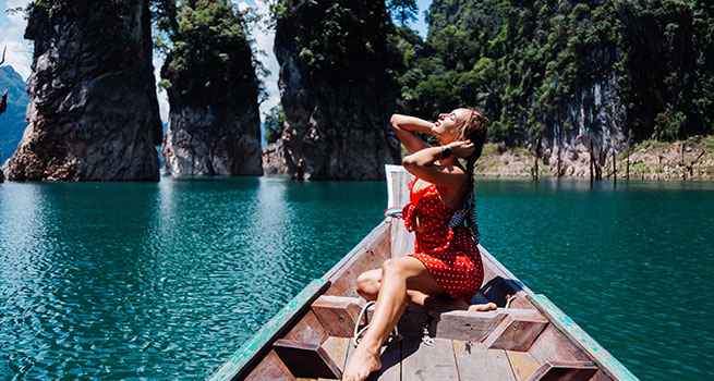 Traveler hiking